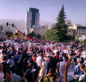 supporter rally in tehran rouhani