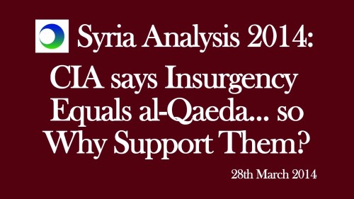 Syria Video Analysis: CIA Says Insurgency = Al Qa’eda