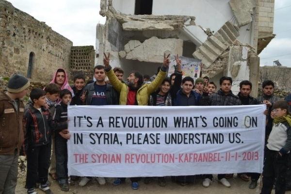 Demonstrators in Kafranbel in northwest Syria, November 2013