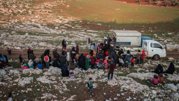 Civilians displaced by Russia-regime offensive in Idlib Province in northwest Syria, December 2019