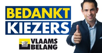 Poster of Belgium's Vlaams Belang party: "Thanks Voters!"