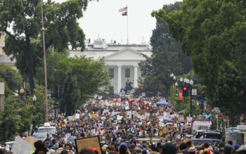 Black Lives Matter marchers near the White House, Washington (Jacquelyn Martin/AP)