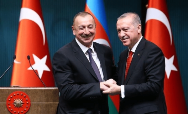 Azerbaijan President Ilham Aliyev with Turkish counterpart Recep Tayyip Erdoğan